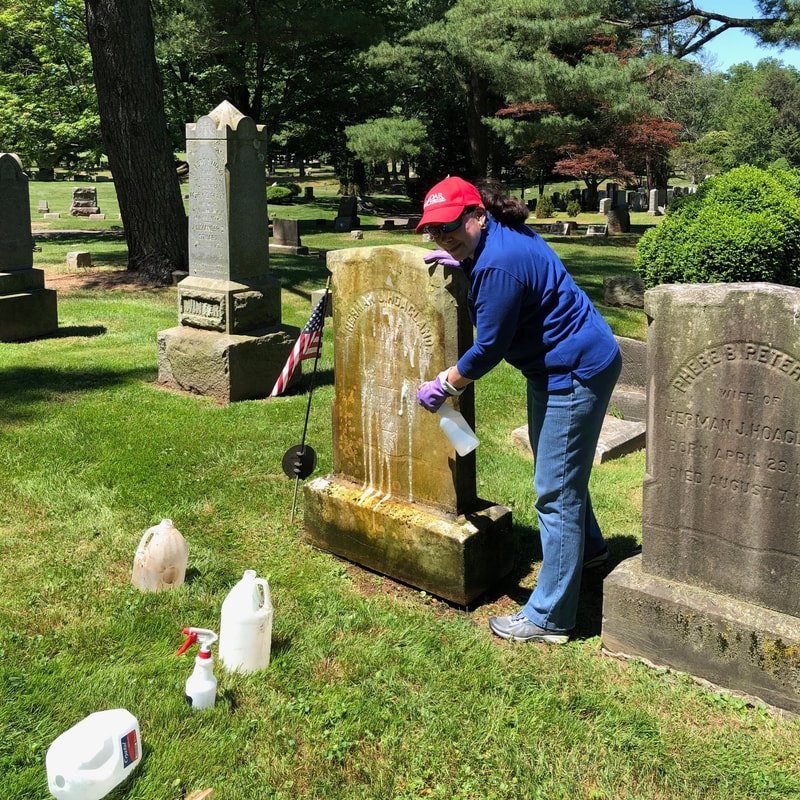 Jersey Blue DAR member cleans military gravestone